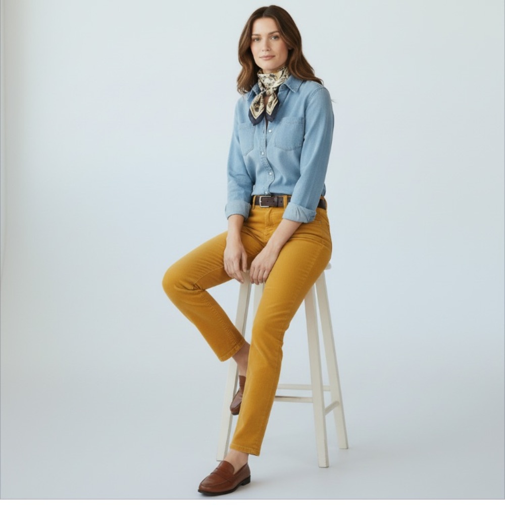 Talbots Women’s Heritage Mustard Corduroy Straight Leg Pants Size 12P